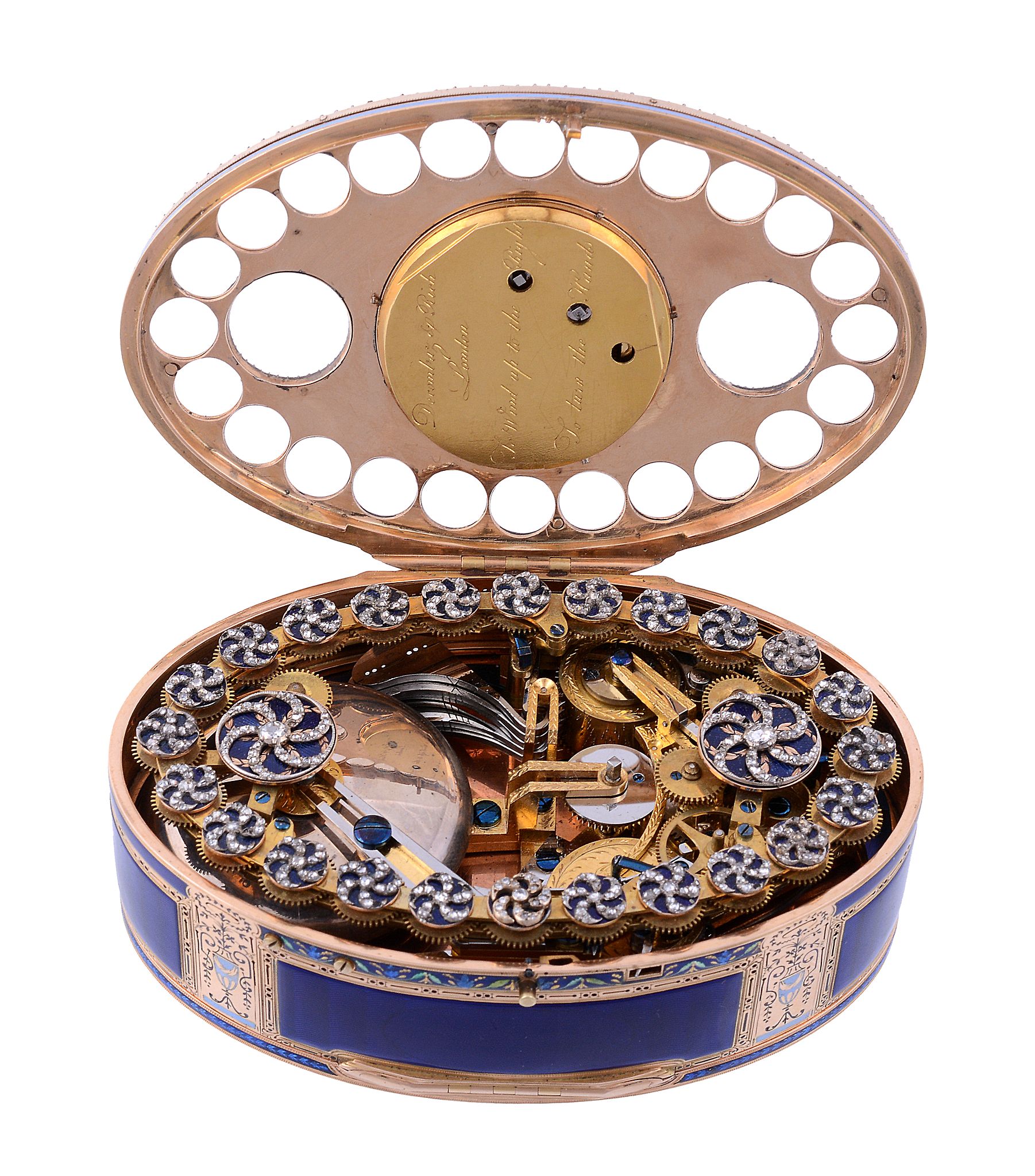 An Important jewelled gold and enamel double-opening oval snuff box with...  An Important jewelled - Image 16 of 26