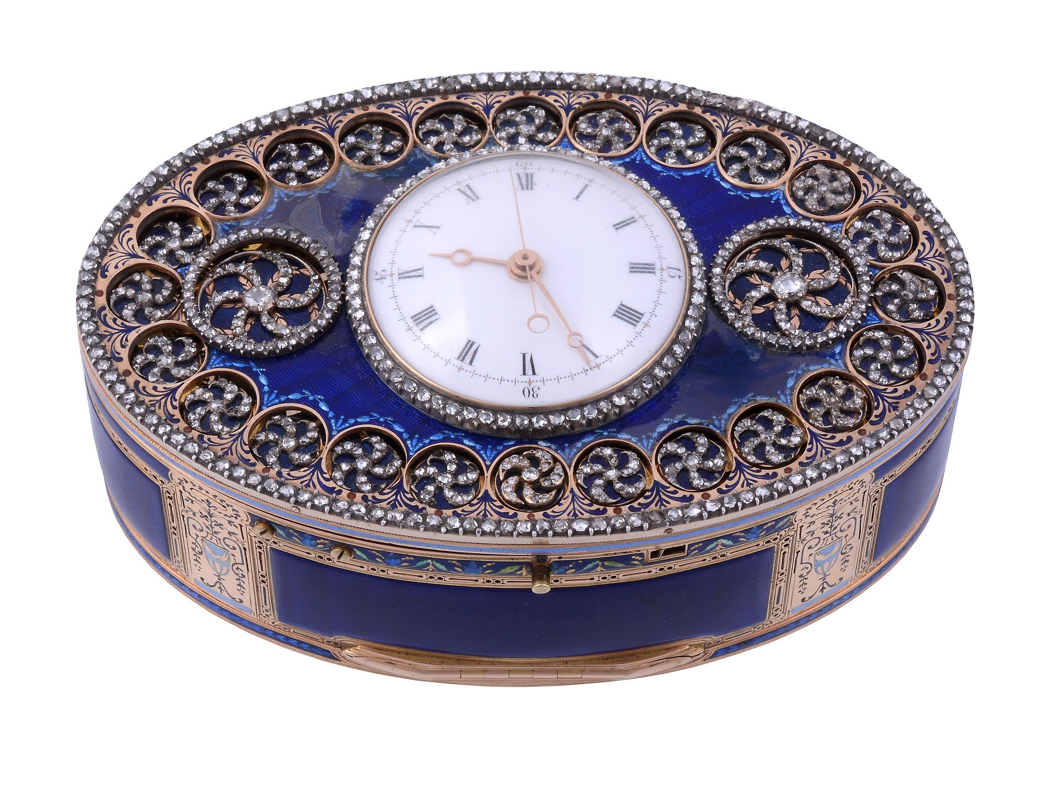 An Important jewelled gold and enamel double-opening oval snuff box with...  An Important jewelled - Image 4 of 26