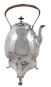 A George III silver semi ovoid so-called hob kettle on stand by Charles Wright  A George III