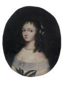 A Talc miniature portrait of Queen Henrietta Maria  A  Talc   miniature portrait of  Queen Henrietta