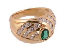An emerald and diamond bombe ring by Damiani  An emerald and diamond bombe ring by Damiani,   the
