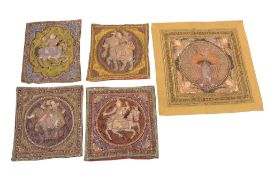 A group of nine decorative South East Asian textile and beadwork cushion covers and panels,   late