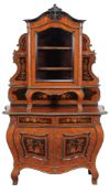 A Continental kingwood and gilt metal mounted vitrine on commode  , circa 1880, the ebonised