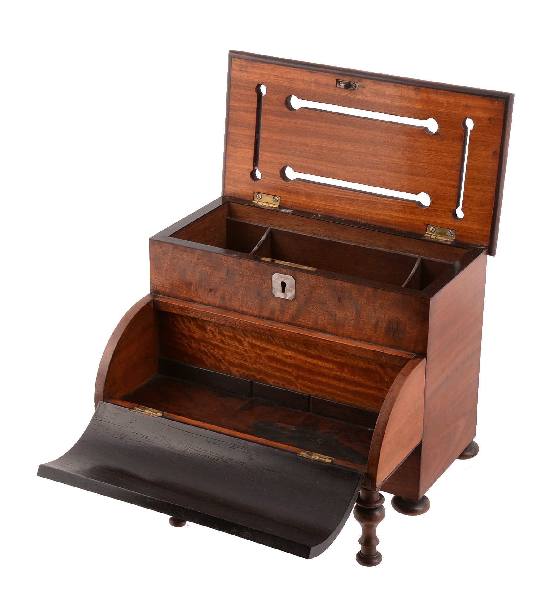 A William IV mahogany and marquetry domestic posting box in the form of a pianoforte,   circa 1835, - Image 2 of 4