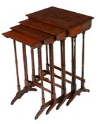 A harlequin set of rosewood quartetto tables , first quarter 19th century, the associated largest