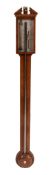 A late George III inlaid mahogany stick barometer, Tarone,   circa 1800, with architectural