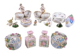 A selection of modern Continental decorative porcelain,   comprising: a small Meissen model of an
