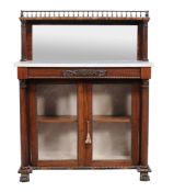 A George IV rosewood side cabinet  , circa 1825, the galleried mirrored superstructure supported by