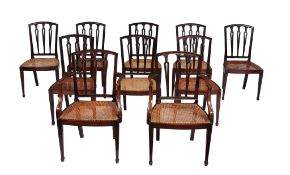 A set of ten mahogany dining chairs in Recency style  , late 19th/early 20th century, to include