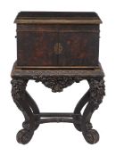 A Victorian simulated tortoiseshell collectors cabinet in Chinese taste  , circa 1890, the dome top