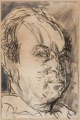 Feliks Topolski (1907-1989) - Bust portrait of a gentleman Black chalk on laid paper Signed and