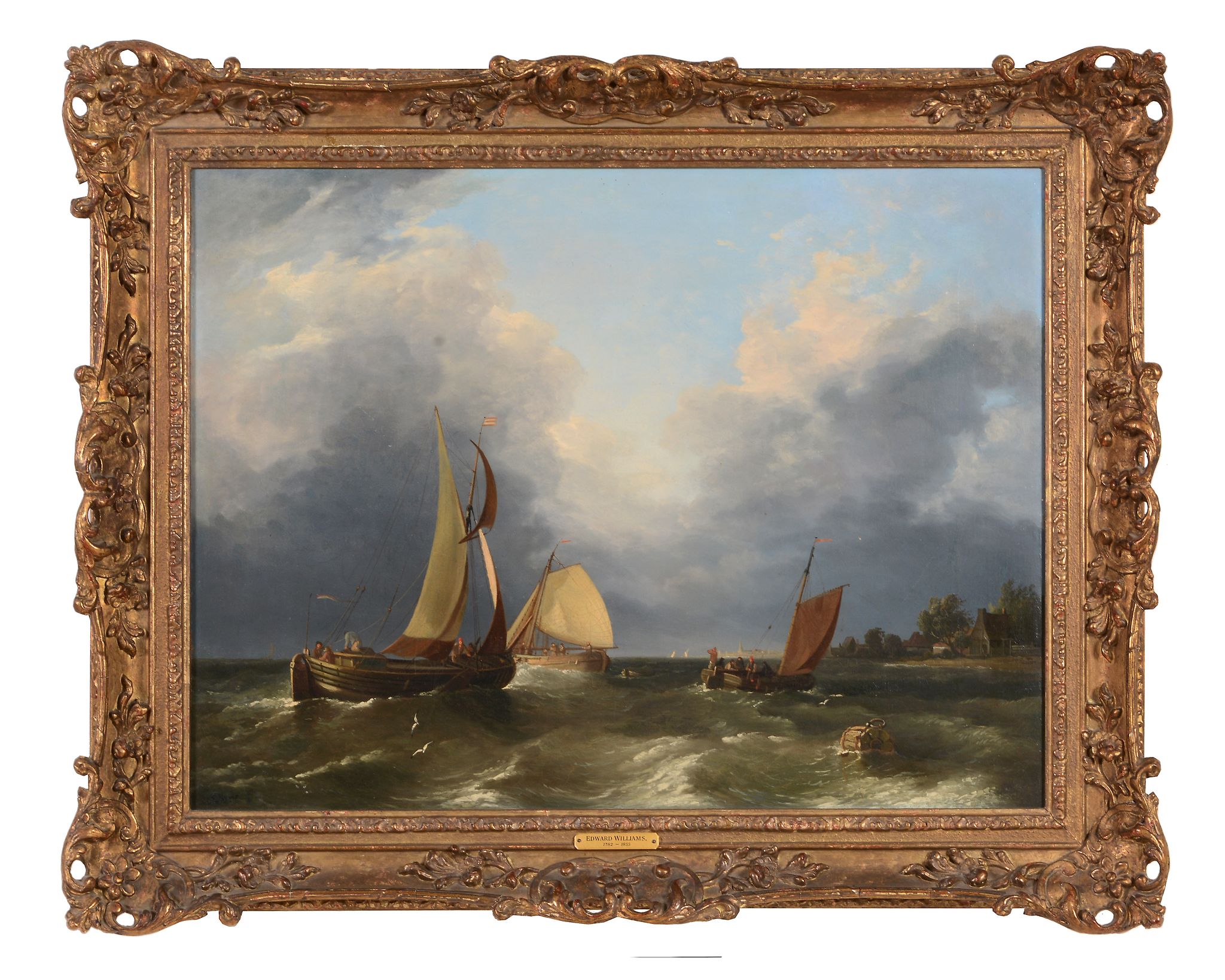 Edward Williams (1782-1855) - Dutch fishing vessels Oil on canvas Signed lower left 39.5 x 52 cm. ( - Image 3 of 3