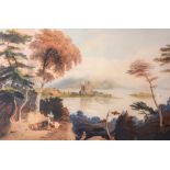 Mary Dandie (fl.1860s) - Cattle on the banks of a loch Watercolour 66.5 x 99 cm.(26 1/4 x 39 in)