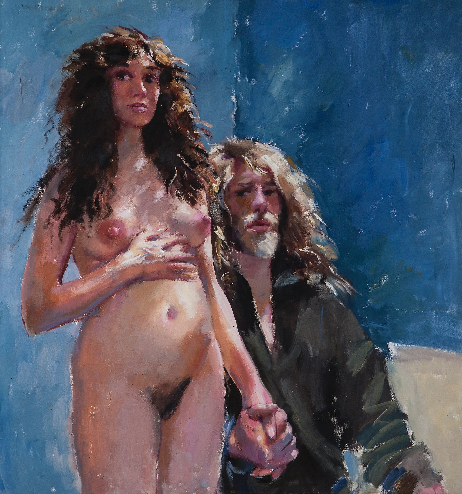 Robert O. Lenkiewicz (1941-2002) - Karen Ciamtmello - Four Months pregnant with Painter Oil on