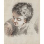 Follower of Jean Honoré Fragonard (1732-1806) - Head studies of young boys A pair, coloured chalks