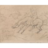 Sir Edwin Henry Landseer (1802-1873) - Sketch of a Hunt in Full Cry Graphite on laid paper Bears