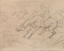 Sir Edwin Henry Landseer (1802-1873) - Sketch of a Hunt in Full Cry Graphite on laid paper Bears