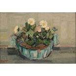 Ginette Rapp (1928-1998) - Paquerettes (Still life of daisies in a green bowl) Oil on canvas