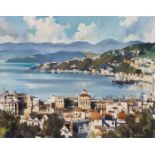 Peter McIntyre (1910-95) Wellington Harbour from Salamanca Road oil on canvas board signed 'PETER