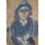 Sir M T [Toss] Woollaston (1910-98) Girl Waiting oil on card signed 'M. T. Woollaston' and inscribed