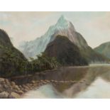 Peter Siddell (1935-2011) Milford Sound oil on board signed and dated 'P Siddell 1971' (lower