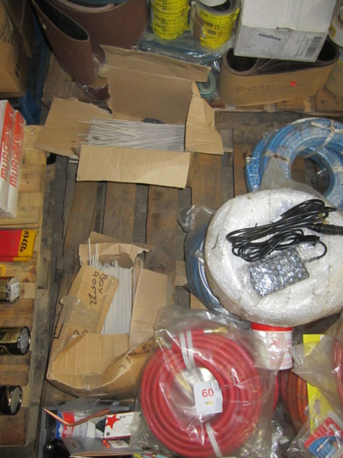 Pallet of welding and cutting consumables including acetylene fitted hoses, rods etc. - Image 2 of 3