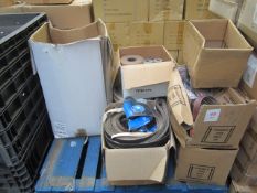 Pallet of assorted size abrasive belts, quantity of silicone section reels