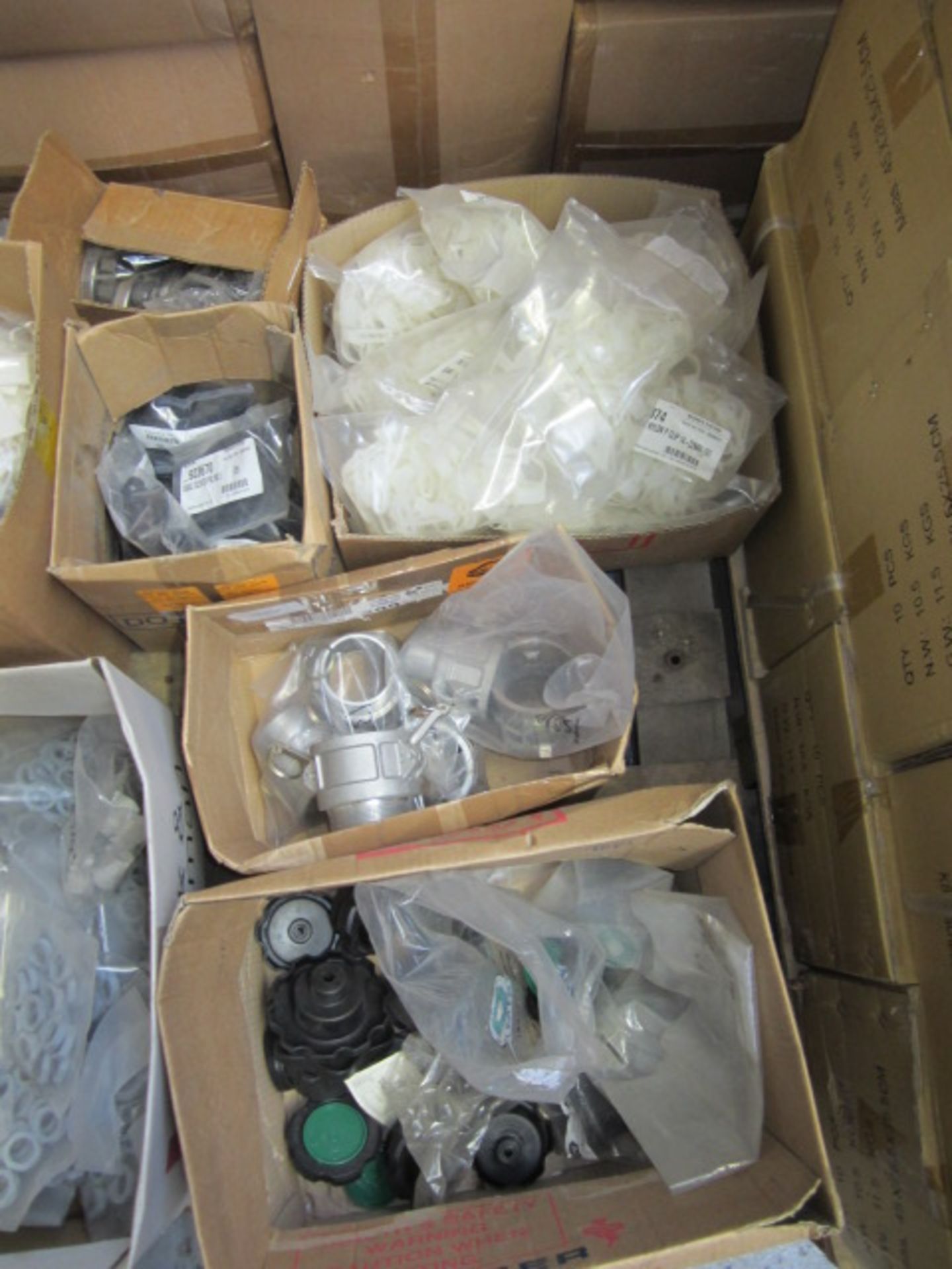 Pallet of assorted fittings including Conduit reduces, cable cleats, nylon clips, nylon nuts, hose - Image 3 of 3