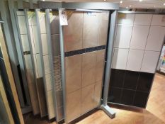 Insca tile display system, in grey, 10 vertical sections, 0.8 x 1.8m, mounted on swivel frame (