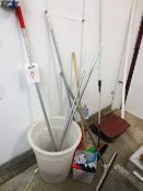 Quantity of assorted brushes, waste bin, ice breaker and quantity of wooden canteen type trays