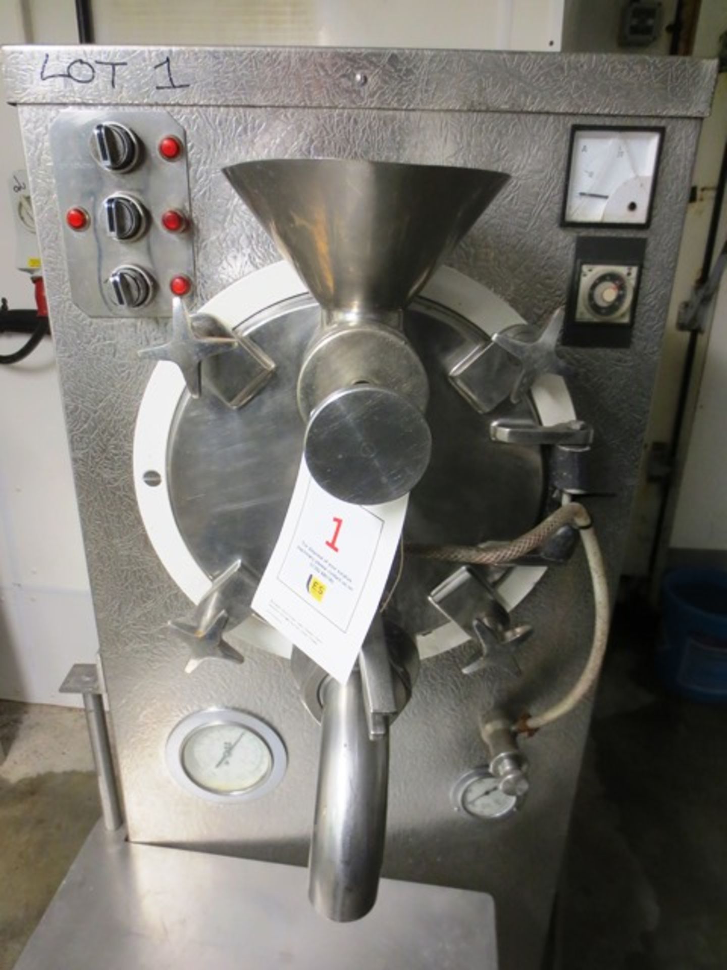 Un-named stainless steel pressurised, refrigerated ice cream batch filler, infeed hopper and - Image 5 of 5