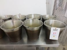 Six stainless steel pale buckets, bucket diameter 300mm
