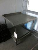 Stainless steel food preparation work surface with lower shelf, 720 x 800 x 800mm
