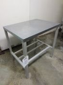 Stainless steel food preparation work surface with lower shelf, 840 x 600 x 860mm