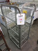 Steel mesh four shelf mobile transport cage, 430 x 640 x 1300mm