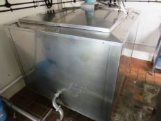 Dari-kool jacketed rectangular milk storage tank, approx dimensions 1400 x 1840 x 1020mm, pipework