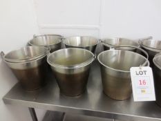 Six stainless steel pale buckets, bucket diameter 300mm