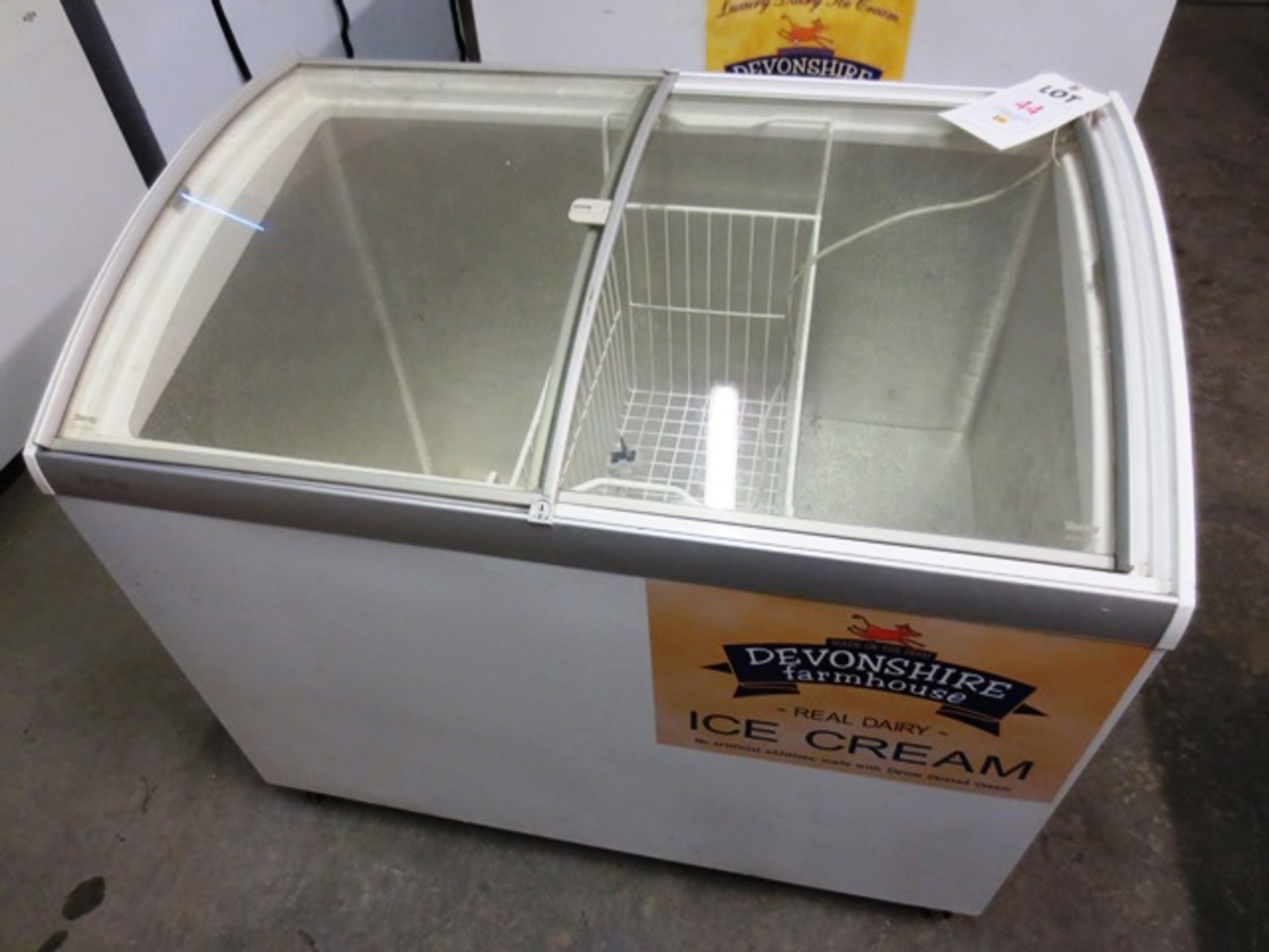 Derby EK47-C twin glass sliding door ice cream chest freezer, serial no: 5081521013528-1 (2008)