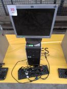 HP Compaq dc7800p mini tower PC with flat screen monitor, keyboard and mouse (Located at Unit 3