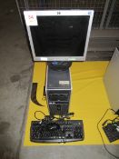 HP Compaq dc7800p mini tower PC with flat screen monitor, keyboard and mouse (Located at Unit 3