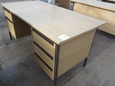 Light wood effect double pedestal desk