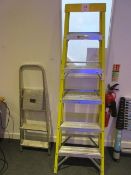 Six tread fibreglass and three tread aluminium step ladders. Located at Unit 1, Neptune Court,