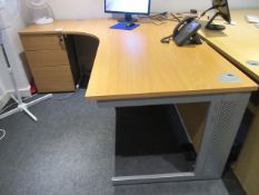 Lightwood desk and full height pedestal. Located at Unit 1, Neptune Court, Barton Manor, Bristol BS2