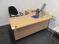 Lightwood desk unit with full height pedestal. Located at Unit 1, Neptune Court, Barton Manor,
