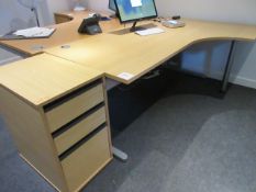 Lightwood desk and full height pedestal. Located at Unit 1, Neptune Court, Barton Manor, Bristol BS2