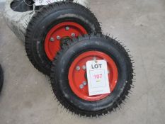 Pair of nylon trailer tyres, 4.00 - 8, max load 550lbs - unused. Located at Unit 1, Neptune Court,