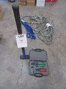 Sledge hammer and tool set to include crimping tool, cable cutter, coaxial cable stripper. Located