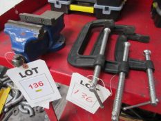 Three G-clamps and vice. Located at Unit 1, Neptune Court, Barton Manor, Bristol BS2 0RL