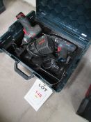 Two Bosch cordless drills model: GDR10, 8 VLI with one battery, one charger, one case. Located at