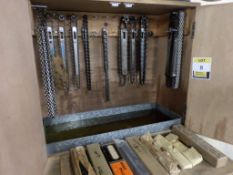 24 spare mortice chains and quantity of guide bars as lotted in one double door cupboard